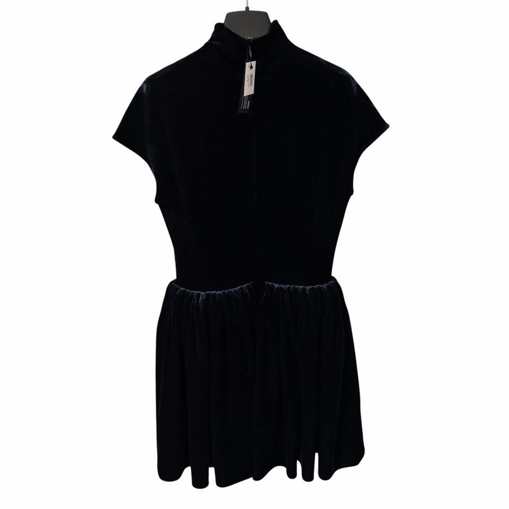 NWT Alaia Turtleneck Velvet Mini Dress Navy Womens FR 36 / US 4 - Picture 6 of 12